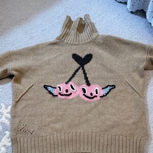Zadig & Voltaire Tan Sweater with Pink and Black Graphic